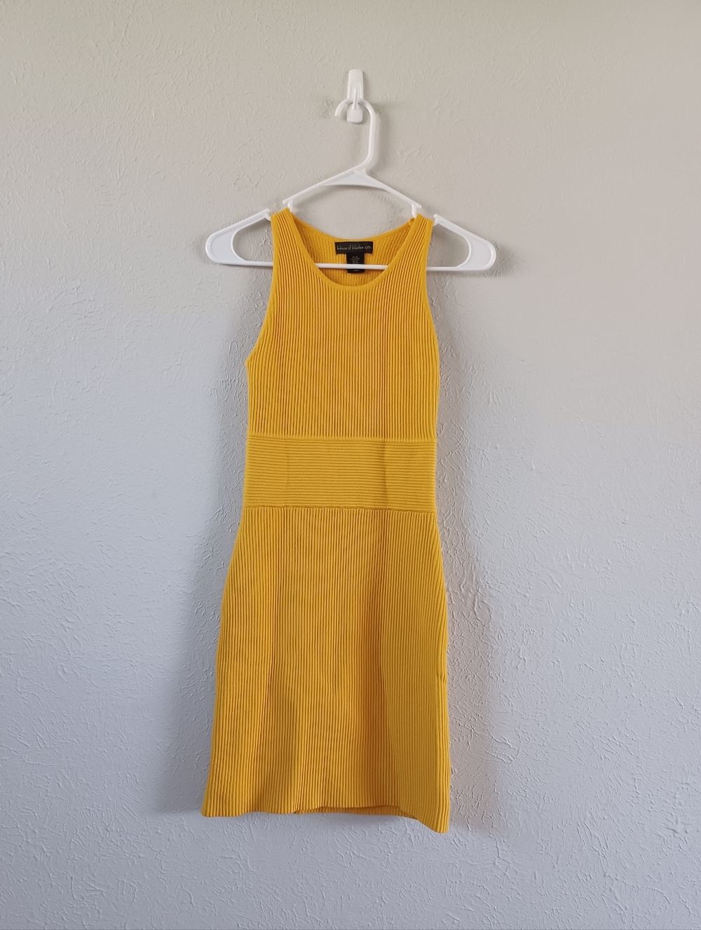 House of Harlow 1960 Yellow Ribbed Knit Tank Dress